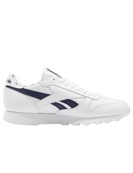 Zapatillas reebok cl lthr blanco marino de hombre.