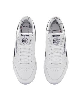 Zapatillas reebok cl lthr blanco marino de hombre.