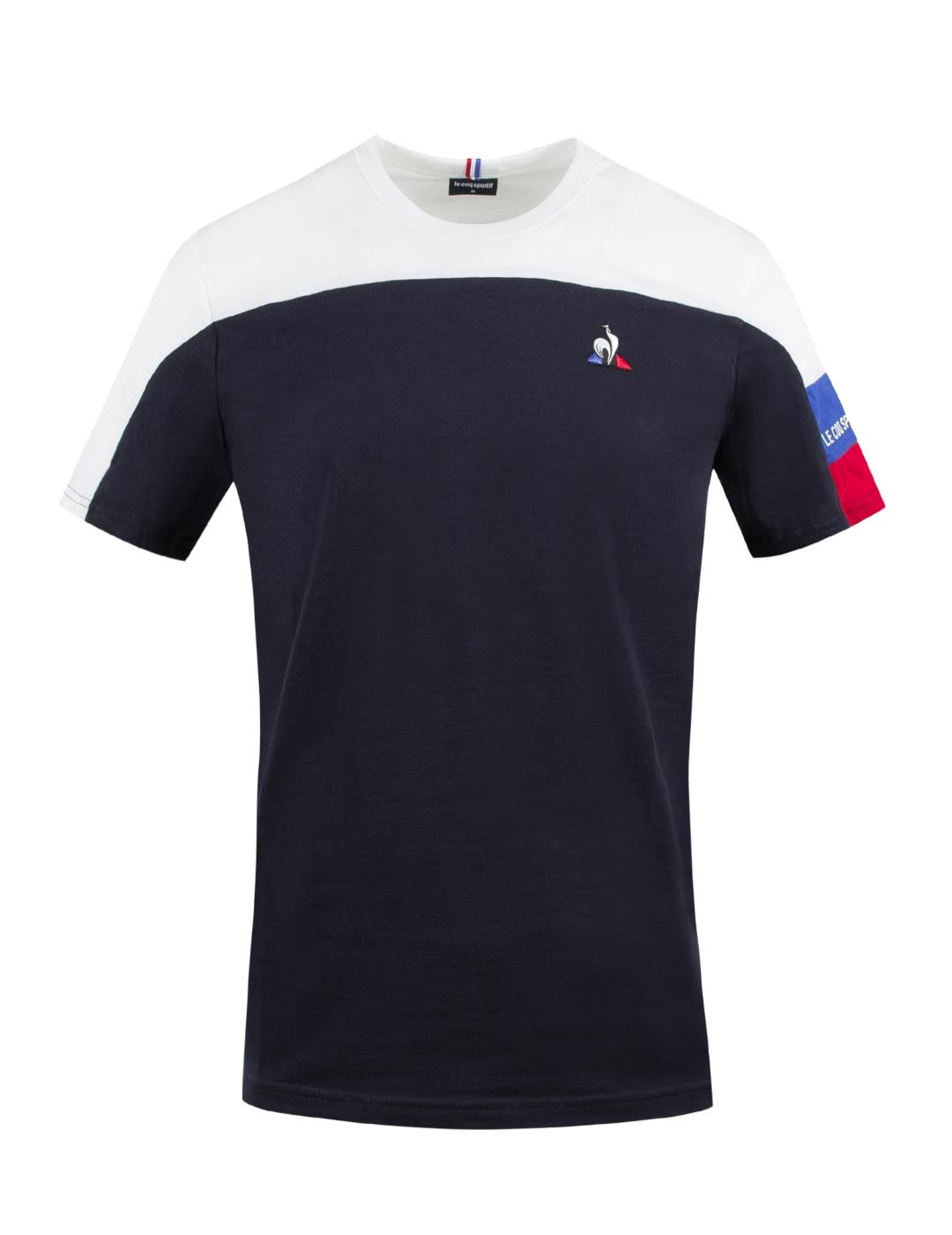 camiseta le coq sportif  tri ss nº1 marino blanco de hombre.