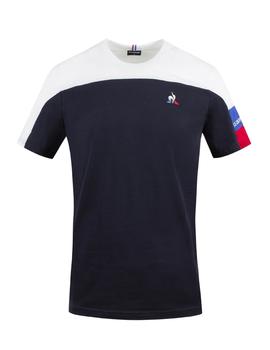 camiseta le coq sportif  tri ss nº1 marino blanco de hombre.