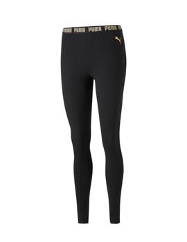 mallas puma metallic nights negro dorado de mujer.