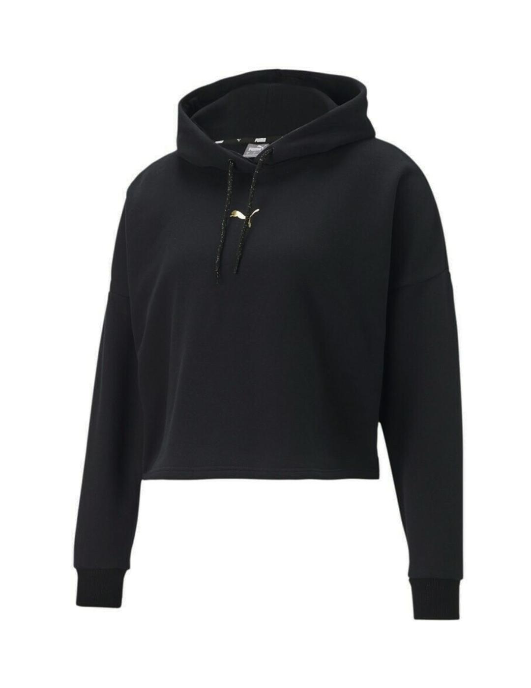 sudadera puma metallic nights negro de mujer.