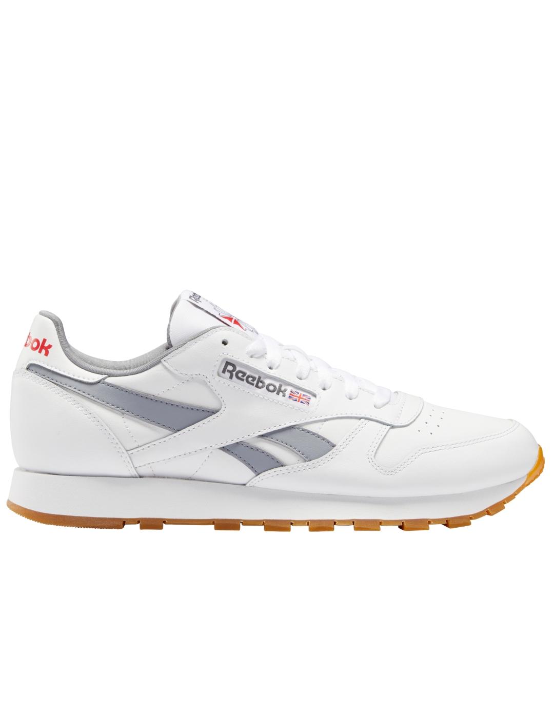 Zapatillas reebok cl lthr blanco gris de hombre.