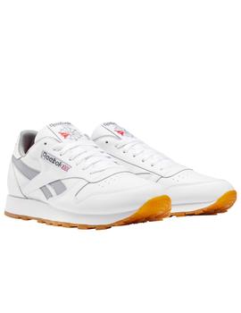 Zapatillas reebok cl lthr blanco gris de hombre.