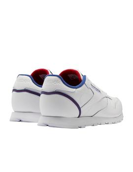 Zapatilla reebok classic leather junior blanco deep cobalt.