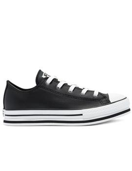 Zapatillas converse kid eva lift ox plantaforma negro piel