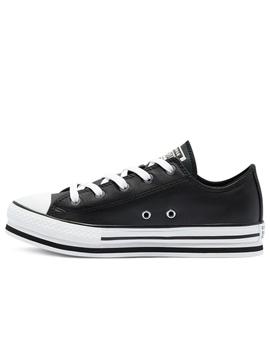 Zapatillas converse kid eva lift ox plantaforma negro piel