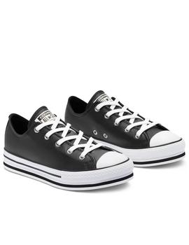 Zapatillas converse kid eva lift ox plantaforma negro piel
