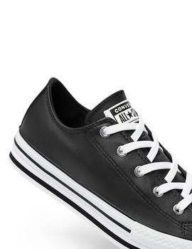 Zapatillas converse kid eva lift ox plantaforma negro piel