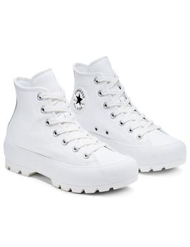 Zapatillas converse ctas lugged hi piel blanco de mujer.