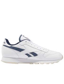 Zapatillas reebok cl lthr blanco azul de hombre.