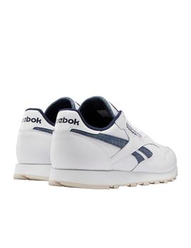 Zapatillas reebok cl lthr blanco azul de hombre.