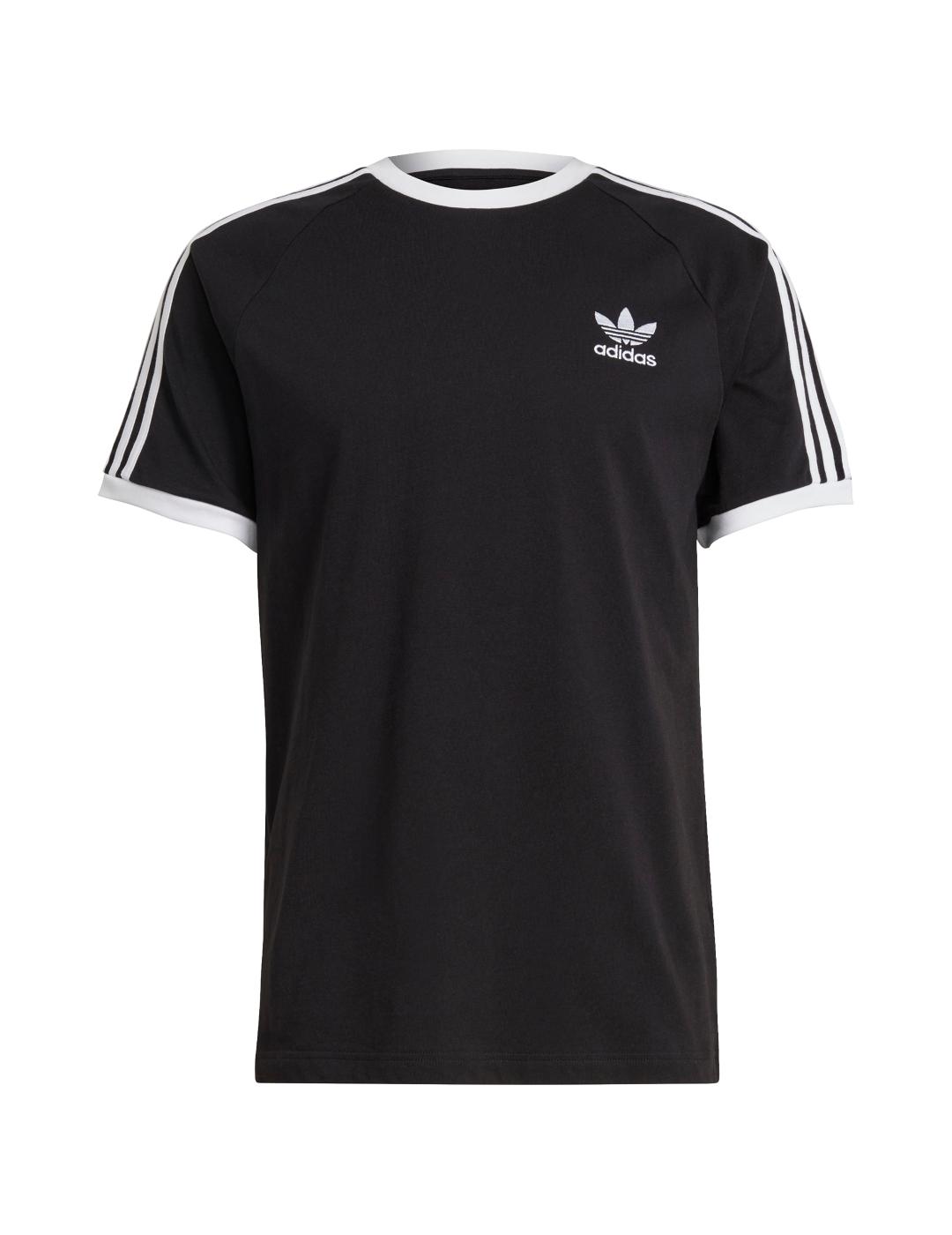 camiseta adidas  3-stripes tee negro blanco de hombre.