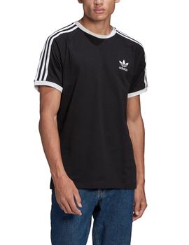 camiseta adidas  3-stripes tee negro blanco de hombre.