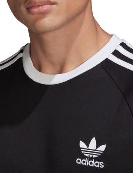 camiseta adidas  3-stripes tee negro blanco de hombre.