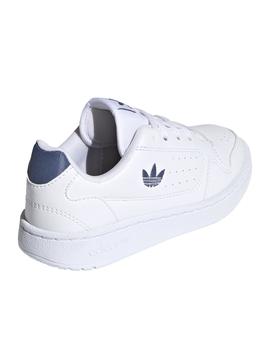 Zapatillas adidas ny 90 c blanco azul de niño.