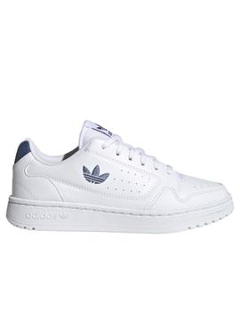 Zapatillas adidas ny 90 j blanco azul de niño.