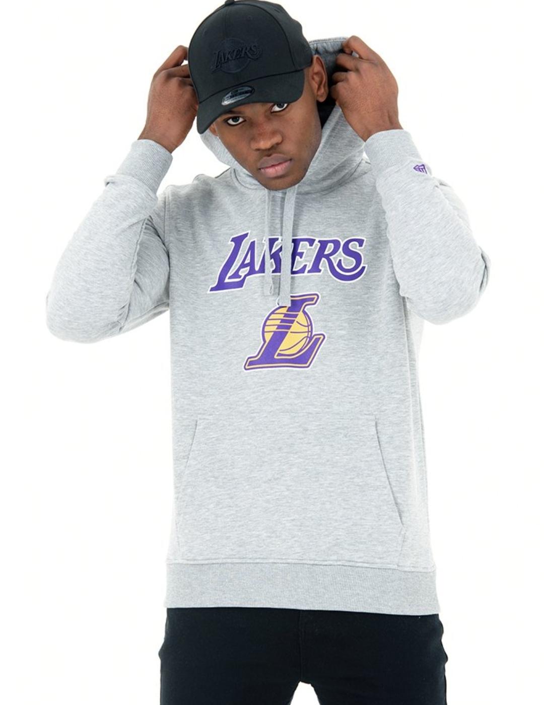 sudadera new era team logo lakers gris de hombre.