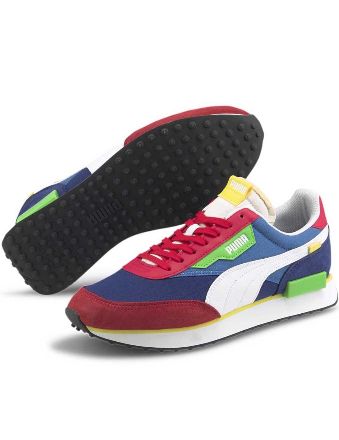 Zapatillas puma future rider play on azul rojo de hombre.