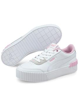 Zapatillas puma carina lift blanco rosa de mujer.