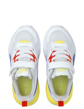 Zapatillas puma x-ray ac ps blanco azul de niño.
