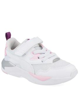 Zapatillas puma x-ray ac ps blanco rosa de niña.