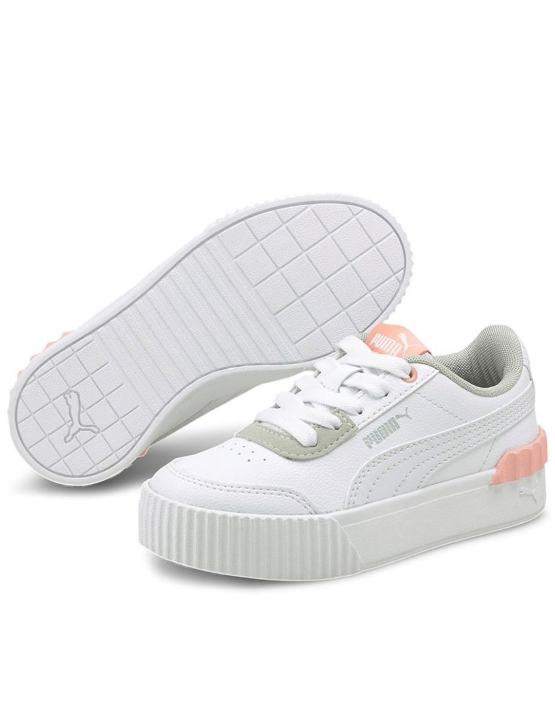 Zapatillas puma carina lift ps blanco rosa de niña.