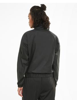 cortavientos puma train logo 1/4 zip negro de mujer.