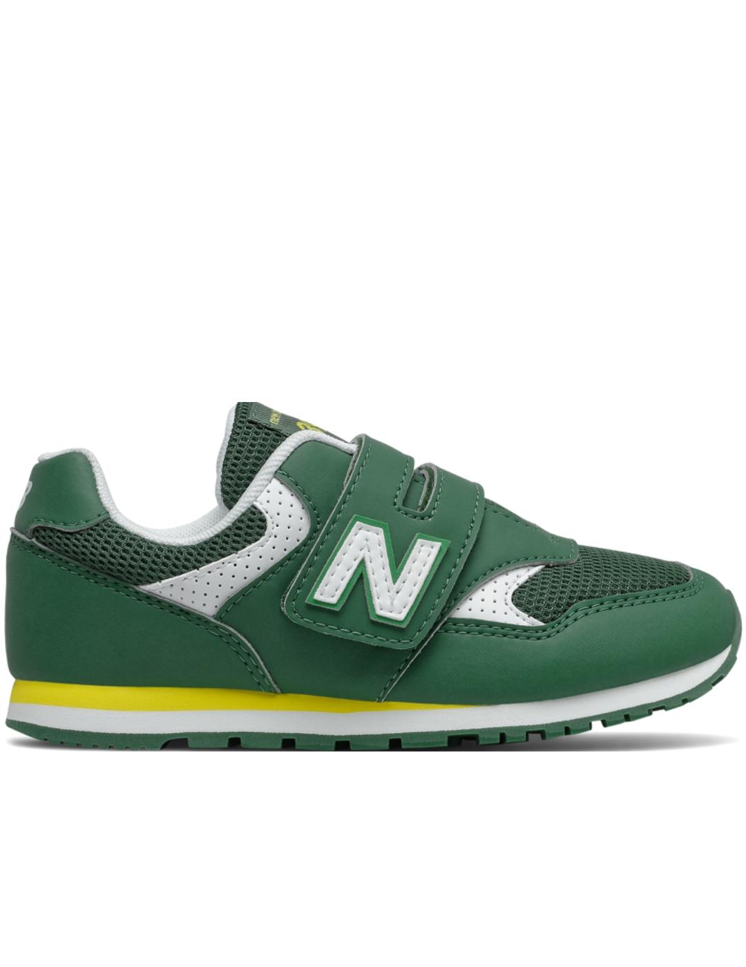 Zapatillas new balance yv393bgr velcro verde de niño.