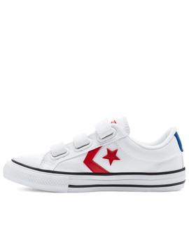 Zapatillas converse star player 3v ox blanco rojo de niño.