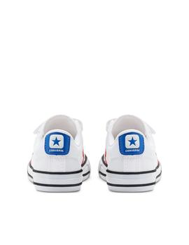 Zapatillas converse star player 3v ox blanco rojo de niño.
