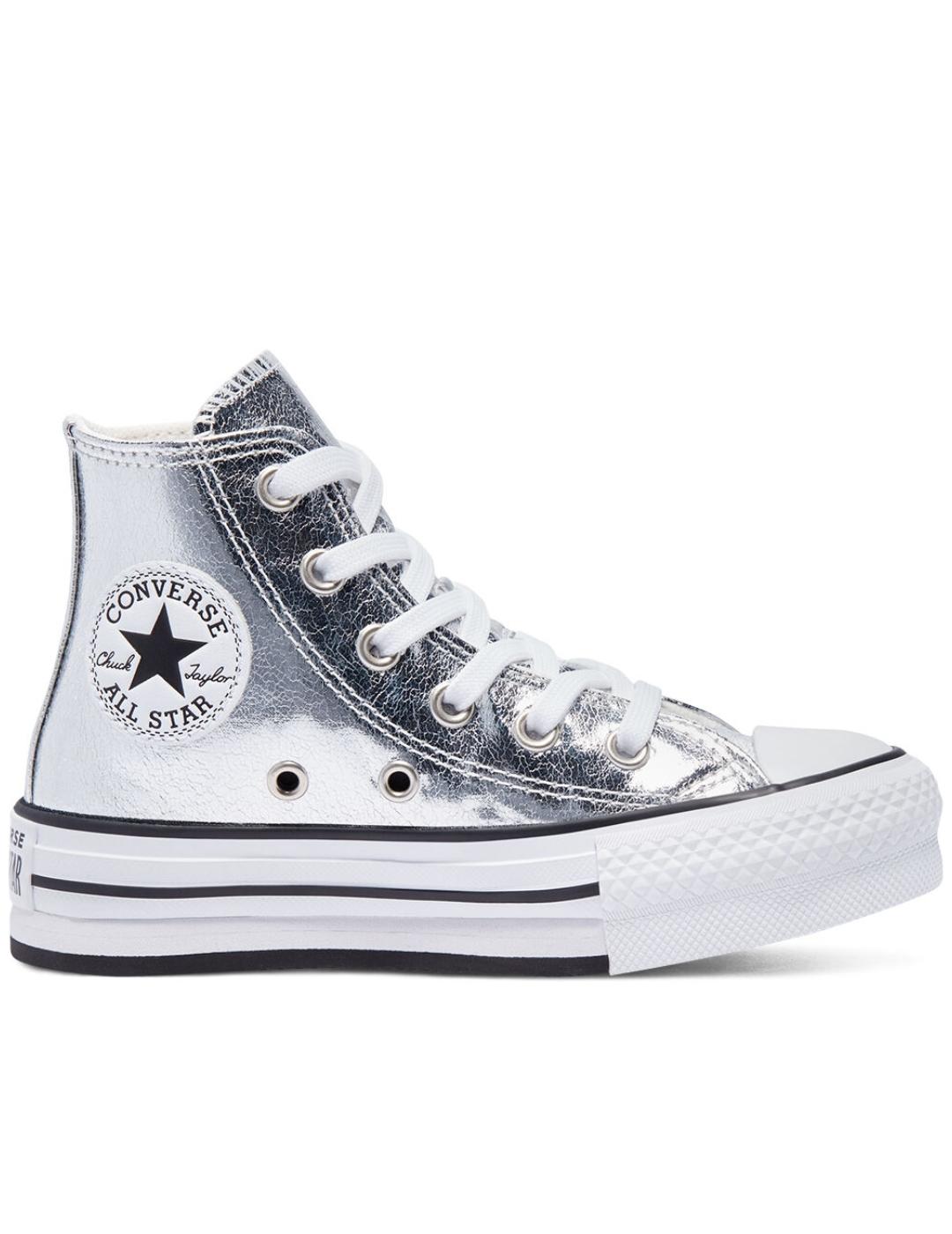 Zapatillas converse ctas lift plata de niña