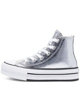 Zapatillas converse plat. ctas eva lift hi plata de niña.