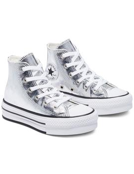 Zapatillas converse plat. ctas eva lift hi plata de niña.