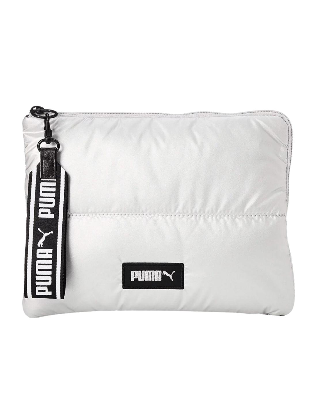 bolso de mano puma prime puffa plata de mujer.