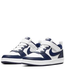 Zapatillas nike court borough low 2 blanco azul de niño.