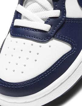 Zapatillas nike court borough low 2 blanco azul de niño.