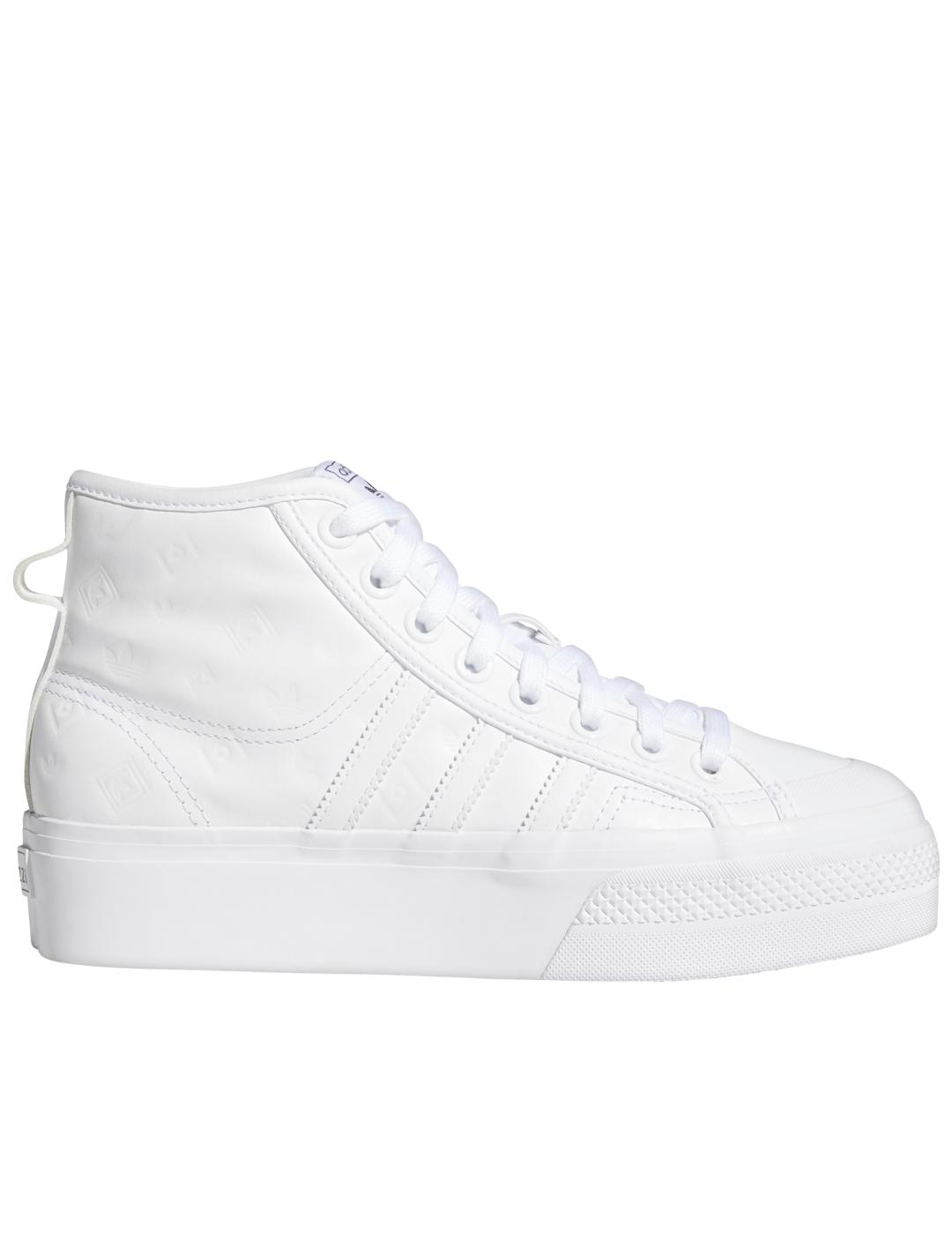 zapatillas adidas nizza platform mid piel blanco de mujer.