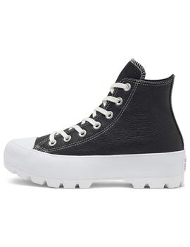 Zapatillas converse lugged hi negro piel de mujer.