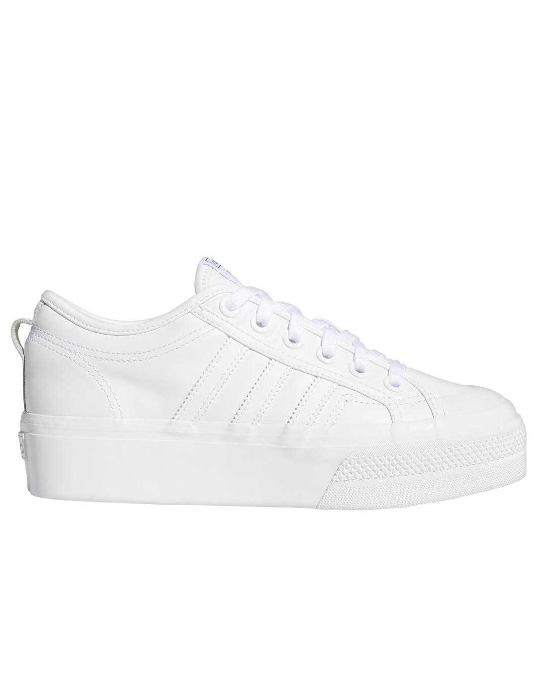 visa cobija Aniquilar Zapatillas adidas nizza platform w piel blanco de mujer.