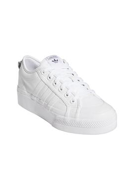 Zapatillas adidas nizza platform w piel blanco de mujer.