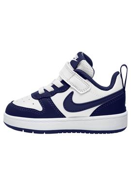 Zapaillas nike court borough low 2 tdv blanco azul de bebé.