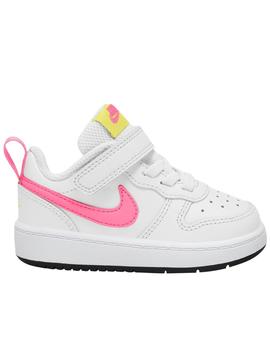 Zapatillas nike court borough blanco rosa de niña.