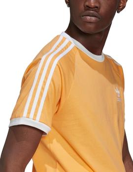 camiseta adidas 3 stripes naranja de hombre.