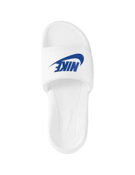 chanclas nike victori one slide blanco azul de hombre.