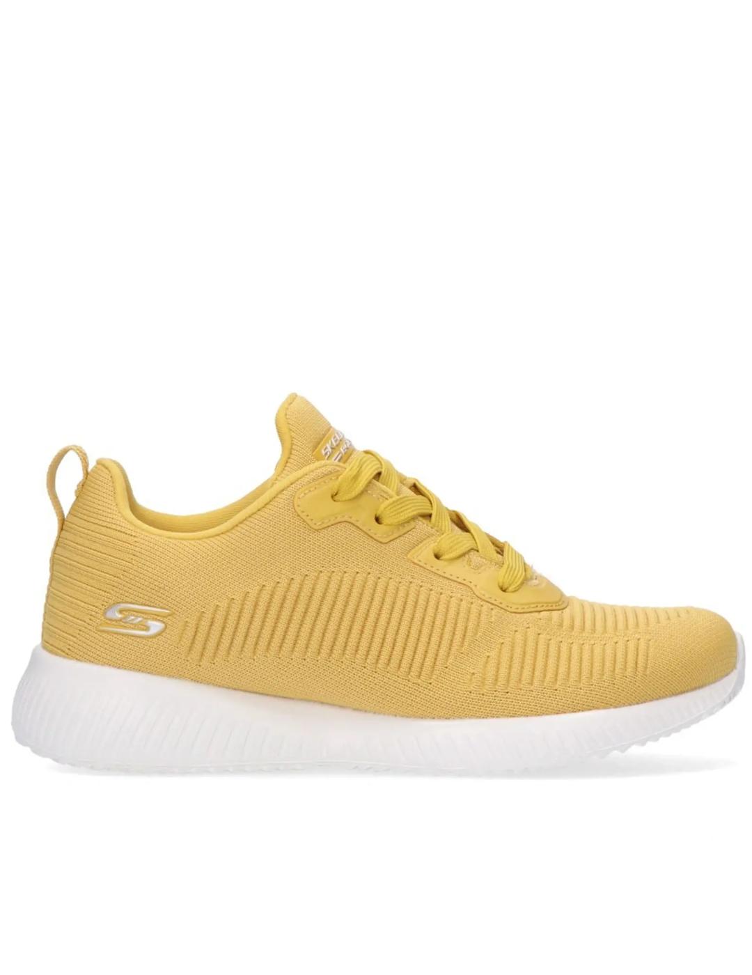 Zapatillas skechers bobs squad tough talk amarillo de mujer.