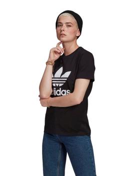 camiseta adidas trefoil negro de mujer.