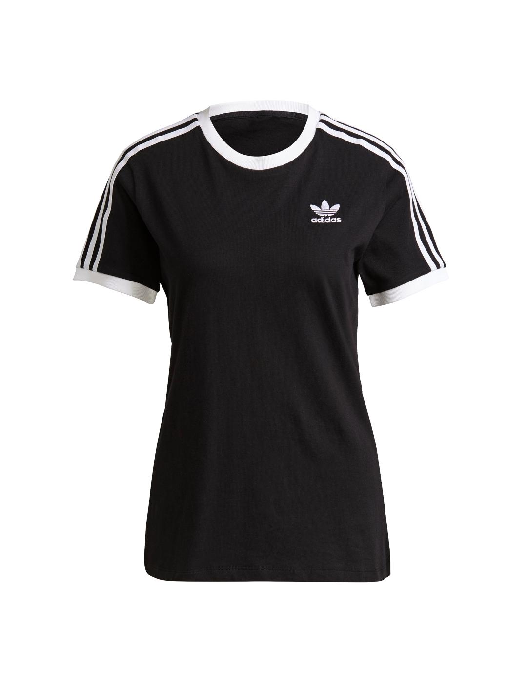 Sui repollo reloj camiseta adidas 3 stripes negro de mujer.