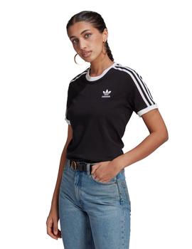 camiseta adidas 3 stripes negro de mujer.