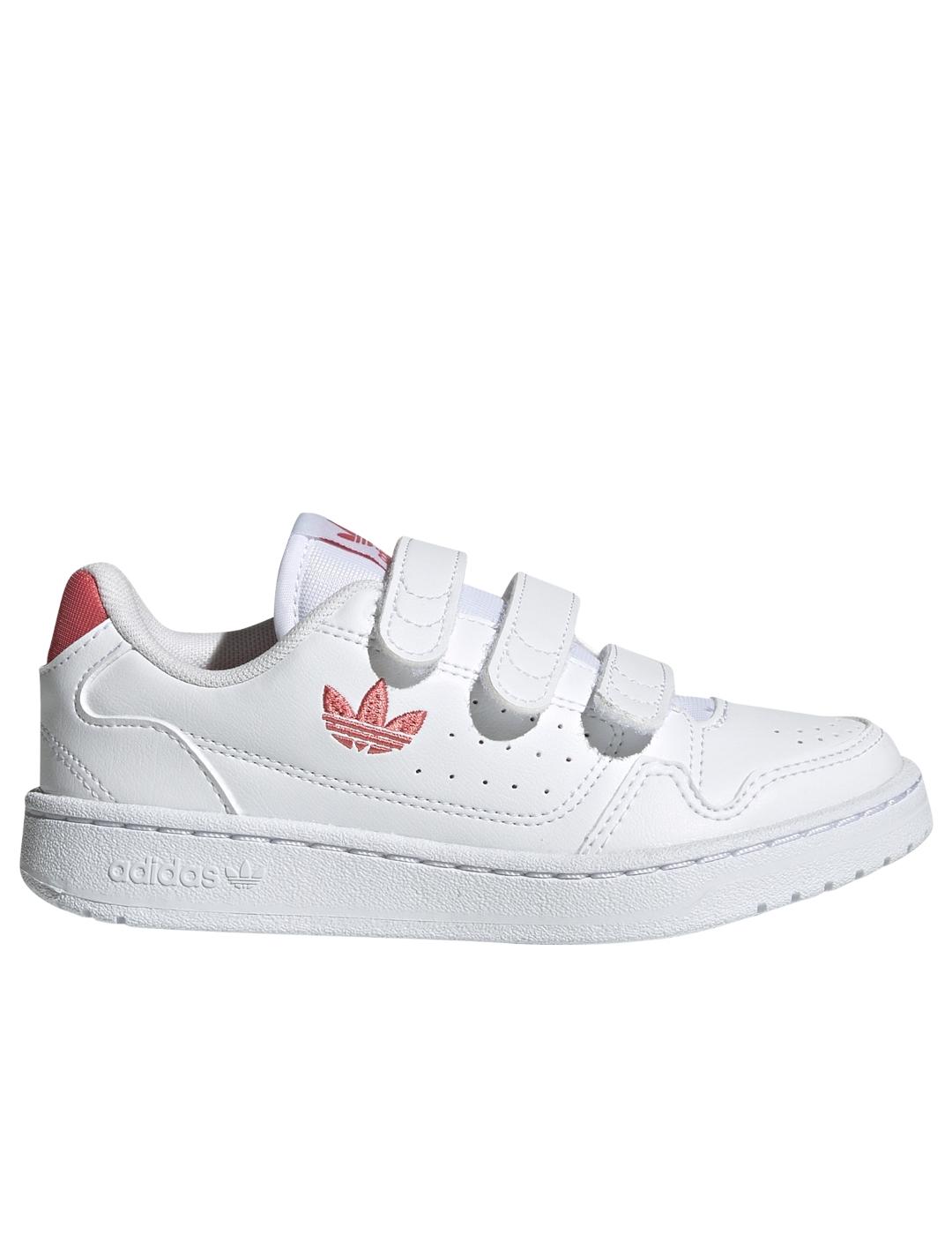 adidas ny 90 cf c velcro blanco rosa de niña.